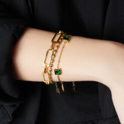 Emerald Square Bracelet (18K Gold Plated, Tarnish-Free)