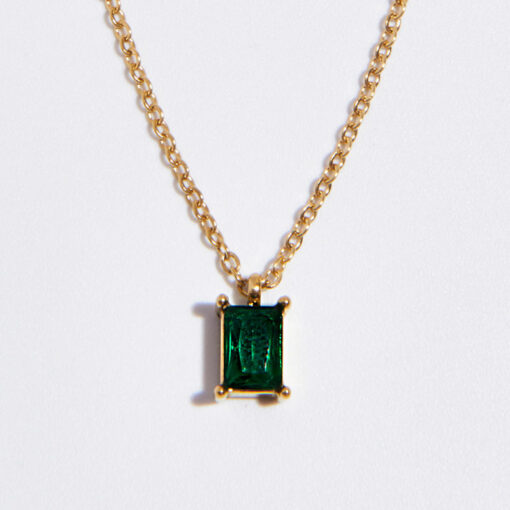 Emerald Pendant Necklace (18K Gold Plated, Tarnish-Free)