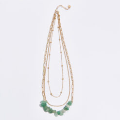 Green Stone Layered Necklace (18K Gold Plated, Tarnish-Free)