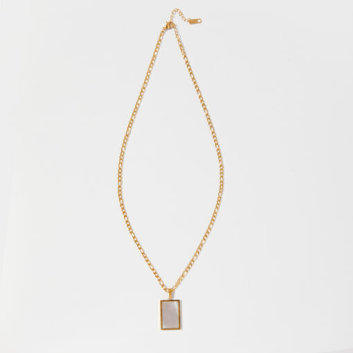 Mother of Pearl Figaro Necklace (18K Gold Plated, Tarnish-Free)