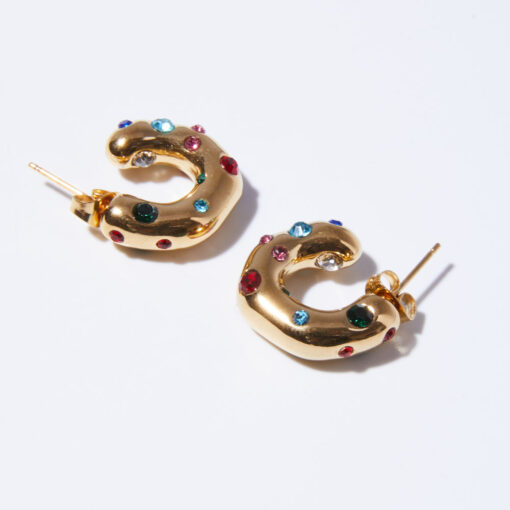 Multi-Colour Hoop Earrings (18K Gold Plated, Tarnish-Free)