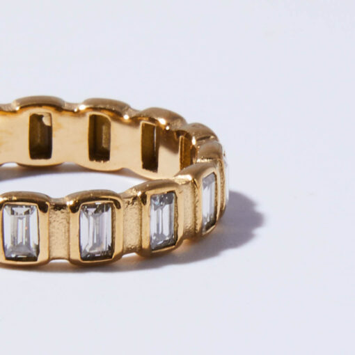 Baguette Zirconia Ring (18K Gold Plated, Tarnish-Free)