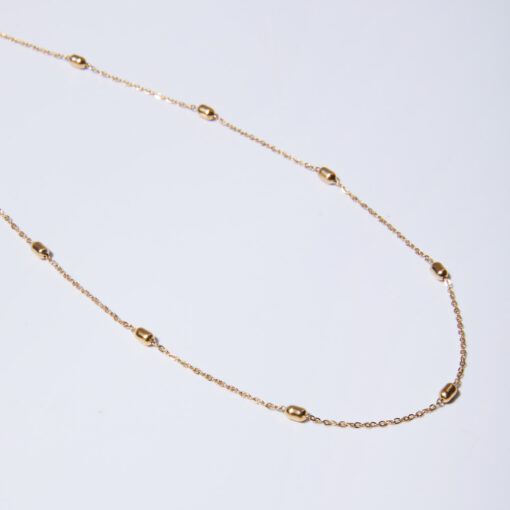 Gold Oval Bead Chain Necklace (18K Gold Plated, Tarnish-Free)