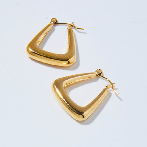 Triangle Hoop Earrings (18K Gold Plated, Tarnish-Free)