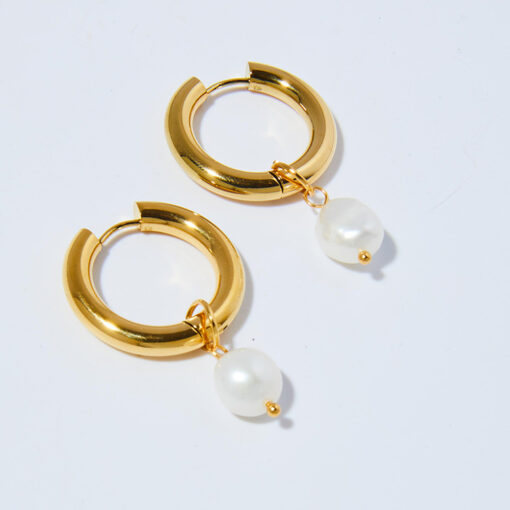 Pearl Drop Earrings (18K Gold Plated, Tarnish-Free)