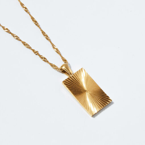 Rectangle Sunrays Necklace (18K Gold Plated, Tarnish-Free)