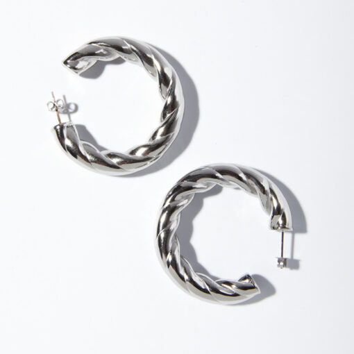 Silver Twisted Hoops (18K Gold Plated, Tarnish-Free)