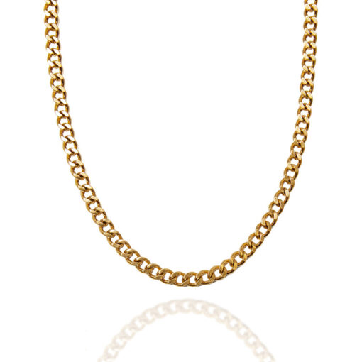 5mm Cuban Chain Necklace (18K Gold Plated,Tarnish Free)