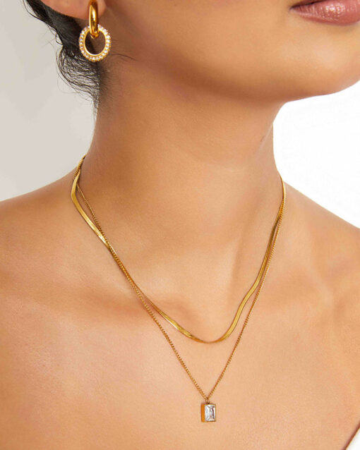 Layered Zircon Necklace (18K Gold Plated, Tarnish-Free)