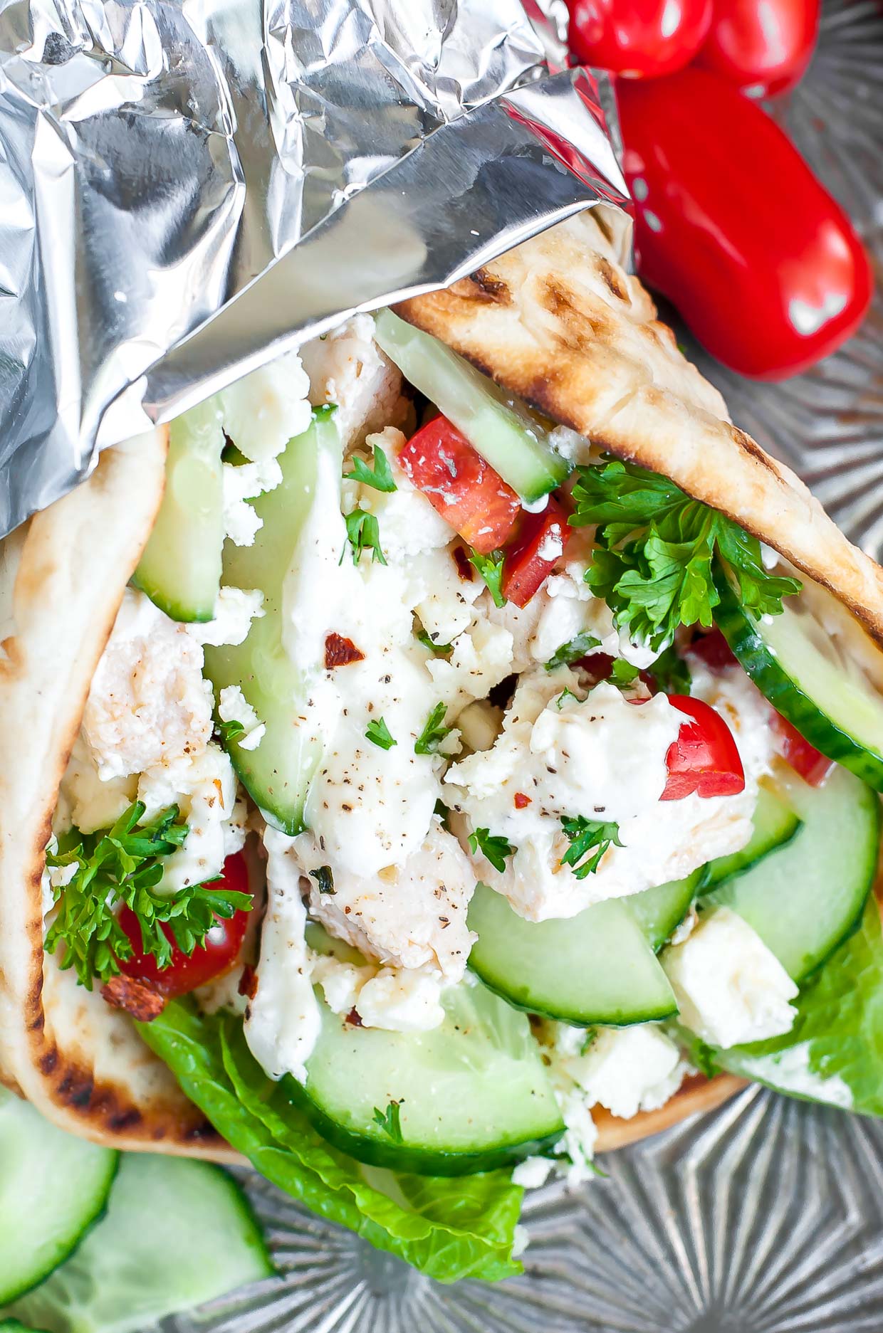 Easy Chicken Gyros with Greek Feta Sauce - Peas And Crayons