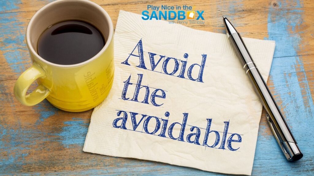 image of a mug of coffee beside a napkin that says avoid the avoidable to avoid a costly termination