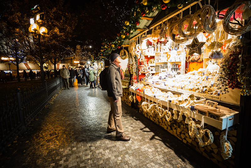 David Stock shopping at the Prague Christmas Markets in Europe
