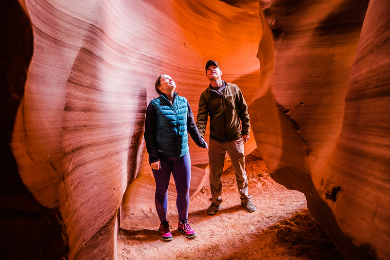 Lina and David Stock Jr America's Adventure Couple exploring Antelope Canyon in Page