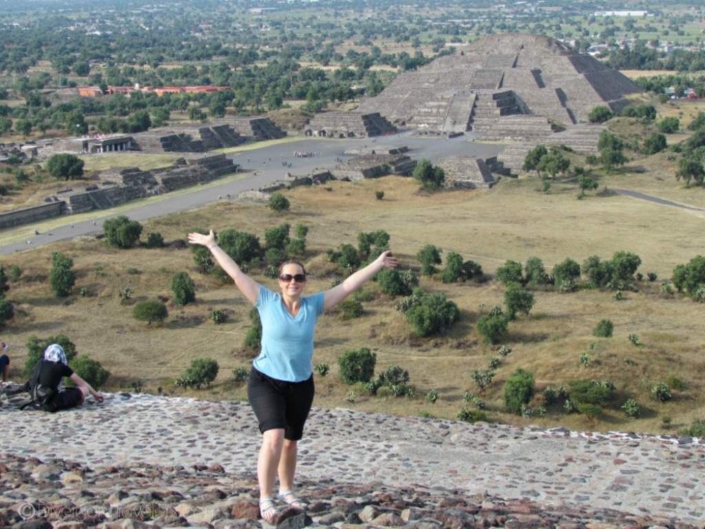 On top of the Pyramid of the sun Teotihuacan