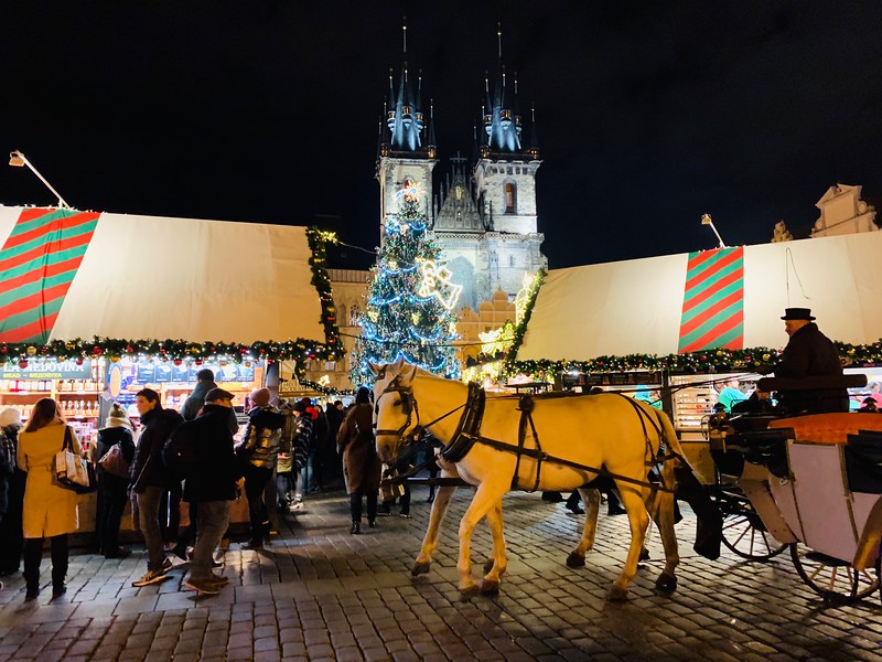 Romantic carriage ride from the Old Town Christmas Market.