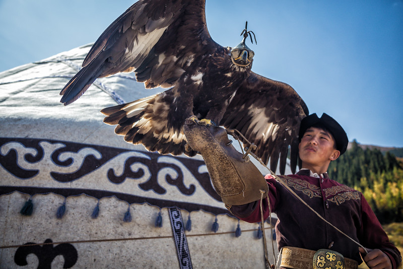 Eagle hunter in Kyrgyzstan - best places to visit in July