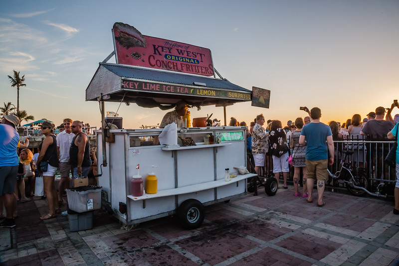Key West Conch fritters food cart at Mallory Square