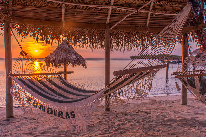 Honduras hammock at the beach for sunset