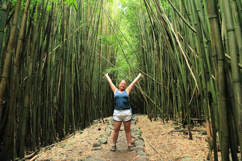 Lina Stock of Divergent Travelers Adventure Travel blog - Bamboo Forest on the hike to Waimoku Falls