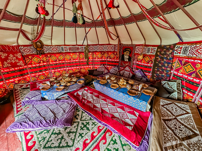Traditional yurt meal in Kazakhstan