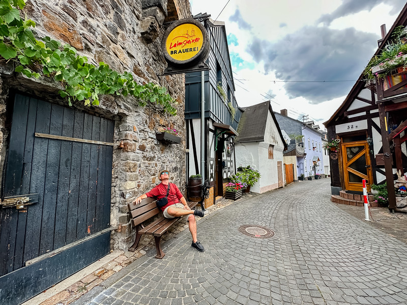 David Stock sitting on a bench in Lahnstein, Germany