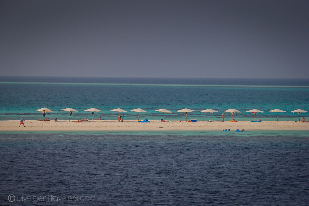 Umbrellas on a beach in the Maldives