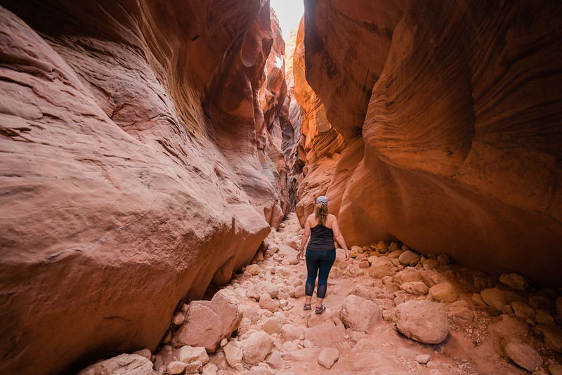 Lina Stock hiking in Buckskin Gulch in the Grand Staircase Escalante National Monument