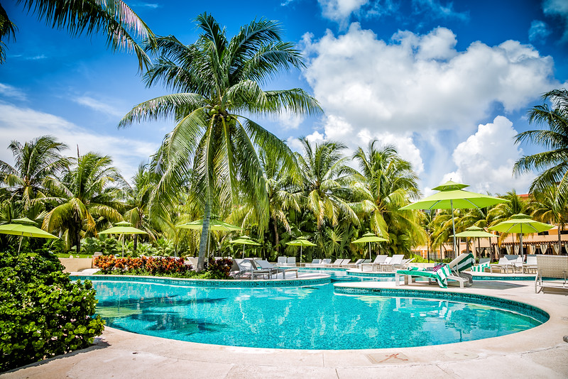 Luxury resort pool in the Maya Riviera Mexico