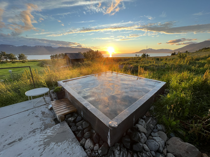 Iceland summer hot pool near Akureyri