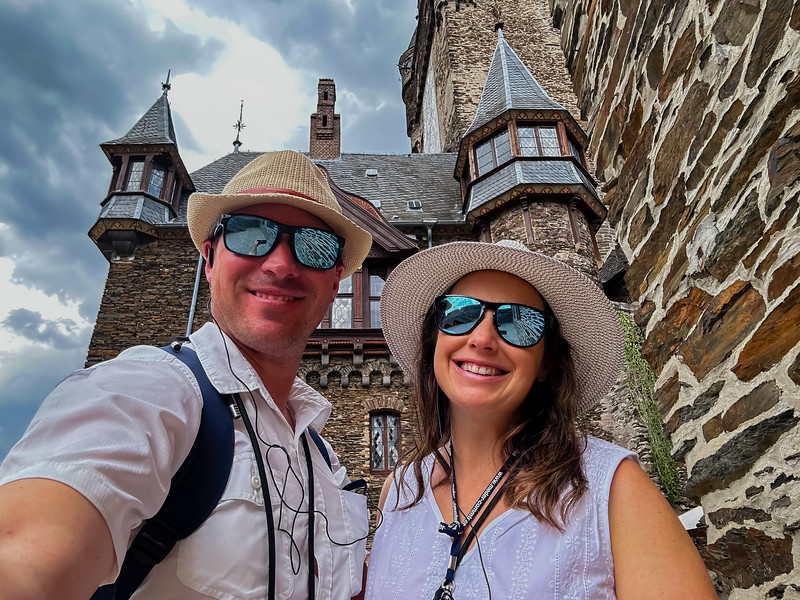 Lina and David Stock at Reichsburg Castle in the Moselle Valley Germany