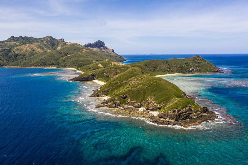 Drone view of Waya Island - North of the Mamanuca Islands 