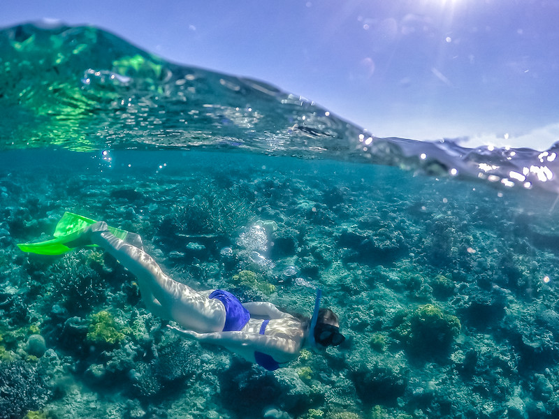 Lina Stock of Divergent Travelers Adventure Travel blog snorkeling in Fiji 