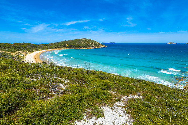 Top view of Squeaky Beach in Wilsons Promontory National Park, Victoria, Australia.