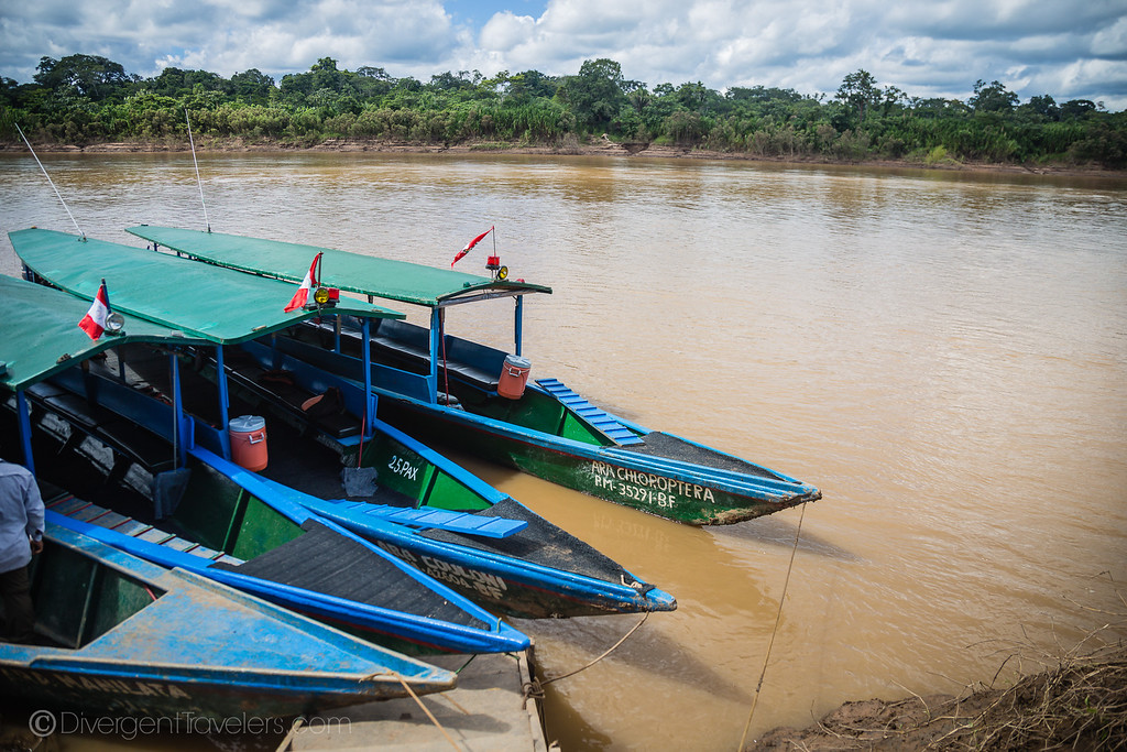 Amazon boats on the Tambopata River in Peru