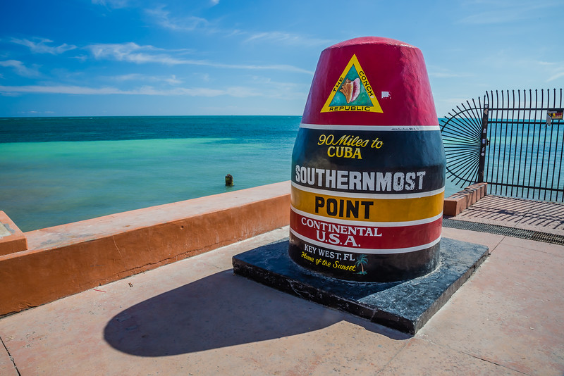 One of the most photographed spots in Key West - The Sothernmost Point buoy without a person.