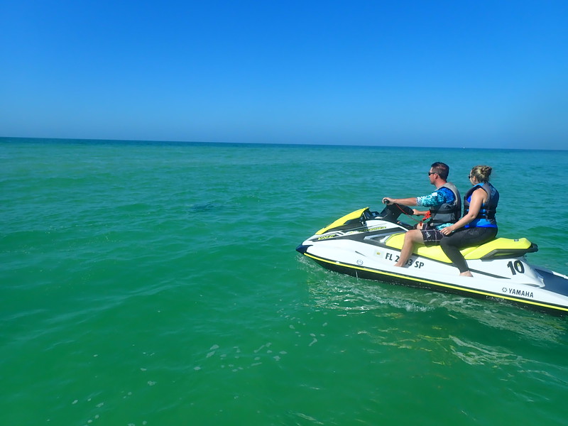 Lina and David Stock on a jet ski tour in Fort Myers Beach, Florida