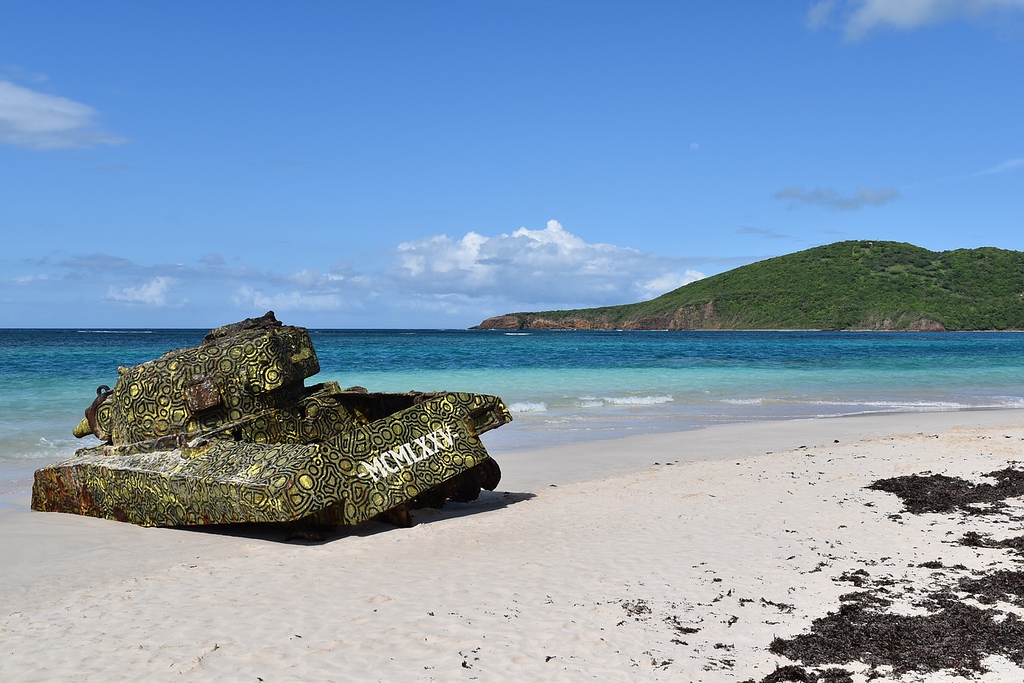 Old tank on the beach on Vieques Island in Puerto Rico - Things to do in Puerto Rico