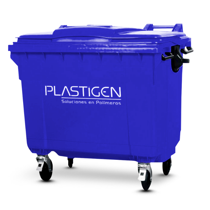 contenedor de reciclaje azul