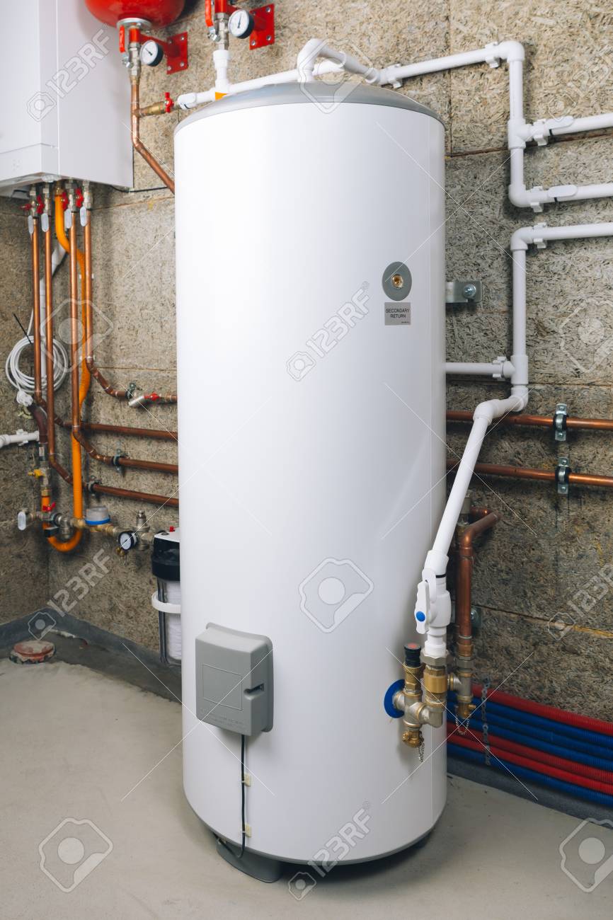 Water Heater In Modern Boiler Room Stock Photo Picture And