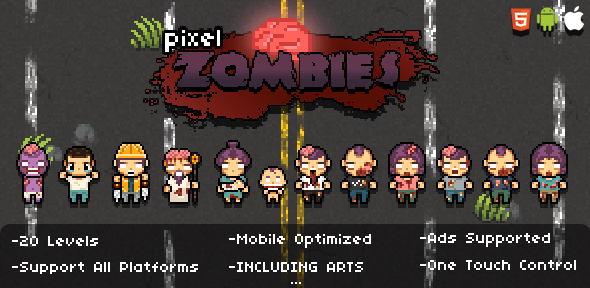 Download Pixel Zombies – HTML5 Game (Construct 2 & Construct 3) Nulled 