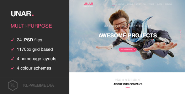 Download Unar – Multi-Purpose PSD Template Nulled 