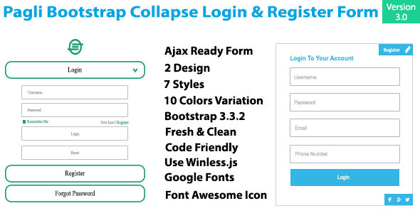 Download Pagli – Bootstrap Collapse Log in & Register Form Nulled 