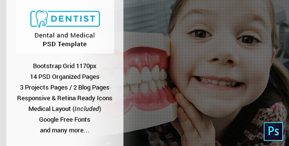 Download Dentist – Dental & Medical One Page PSD Template Nulled 