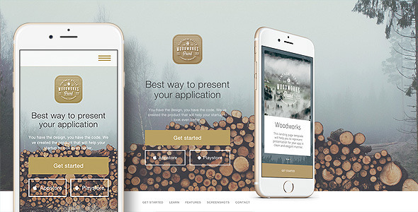 Download Woodworks – Responsive Bootstrap App Landing page Nulled 