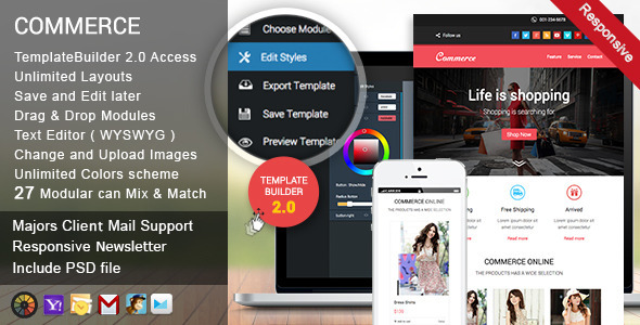Download Commerce Responsive Email + Template Builder Acces Nulled 