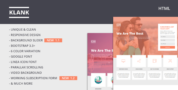 Download Klank | Multipurpose Landing Page With Bootstrap Nulled 