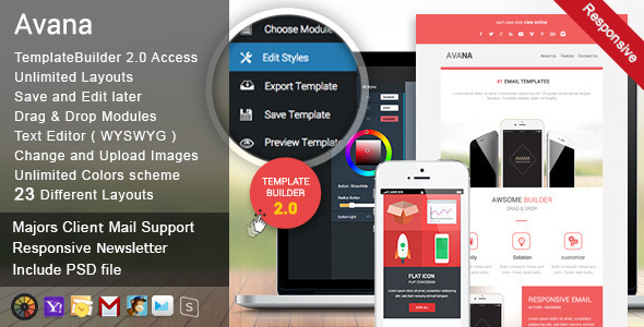 Download Avana – Responsive Email + MailBuild Online Nulled 
