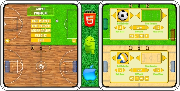 Download Super PonGoal – HTML5 Mobile Game (Construct 3 | Construct 2 | Capx) Nulled 
