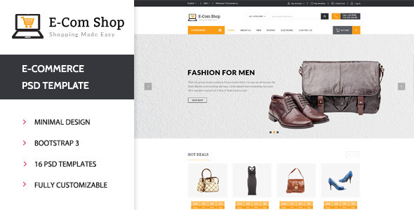 Download E-com Shop – eCommerce Shopping PSD Template Nulled 
