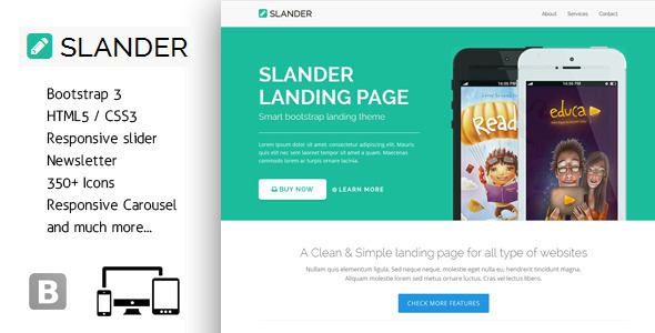 Download Slander – Responsive Bootstrap HTML5 Landing Page Nulled 